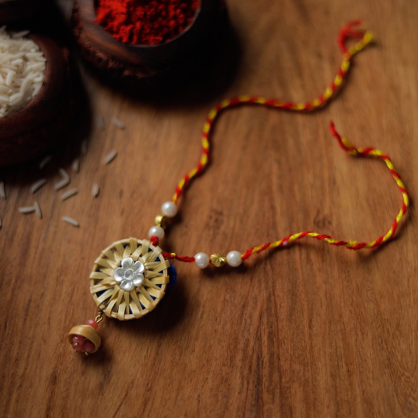 Handmade Bamboo Craft Beadwork Lumba Rakhi by Baansuli 22