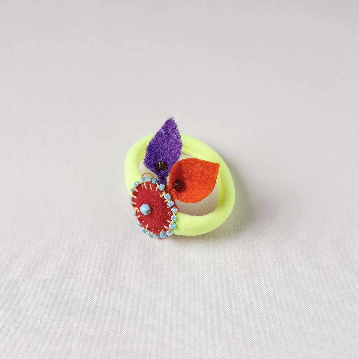 Flower - Handmade Felt & Beadwork Rubber Band