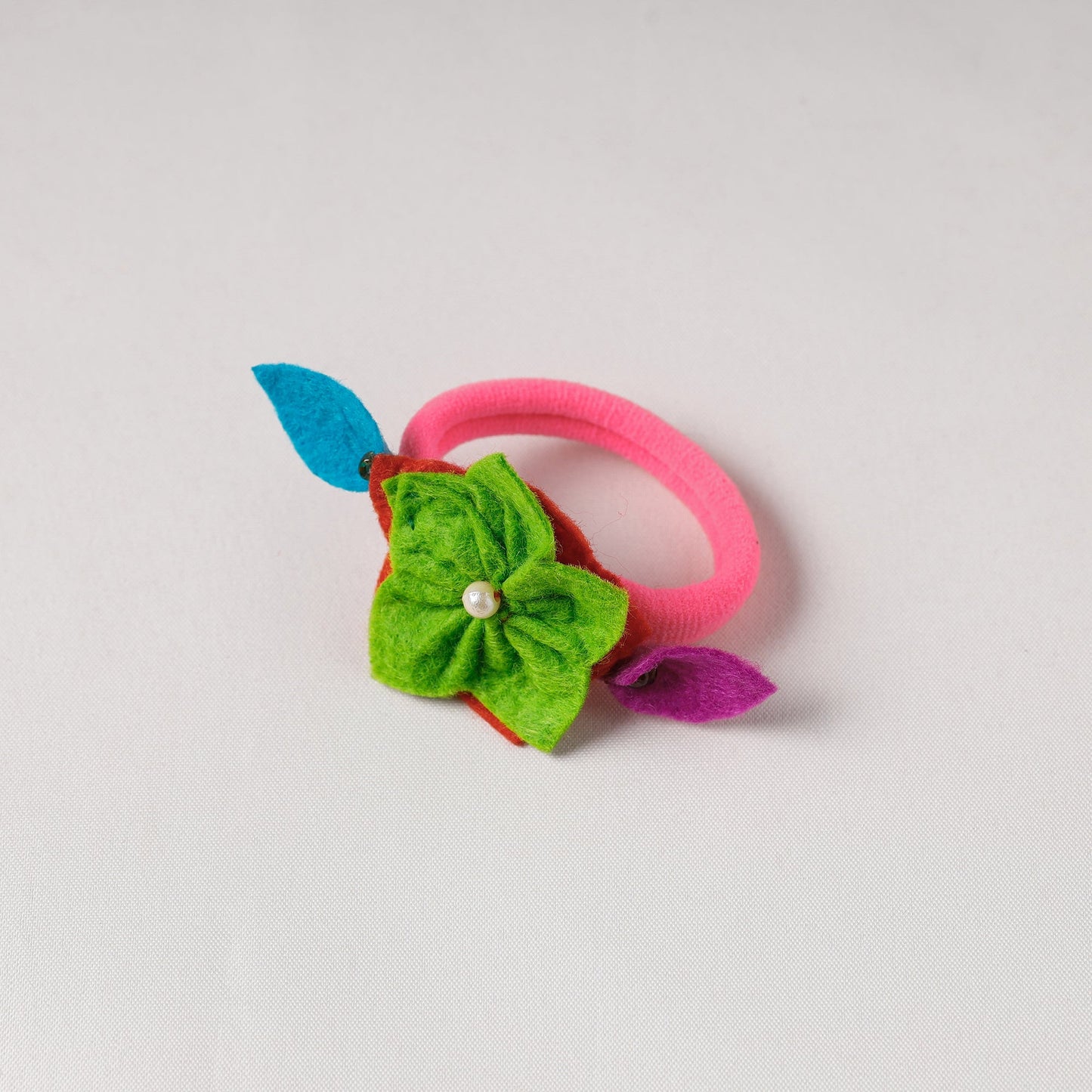 Flower - Handmade Felt & Beadwork Rubber Band