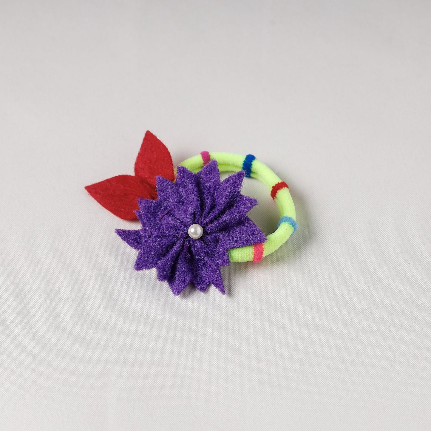 Flower - Handmade Felt & Beadwork Rubber Band