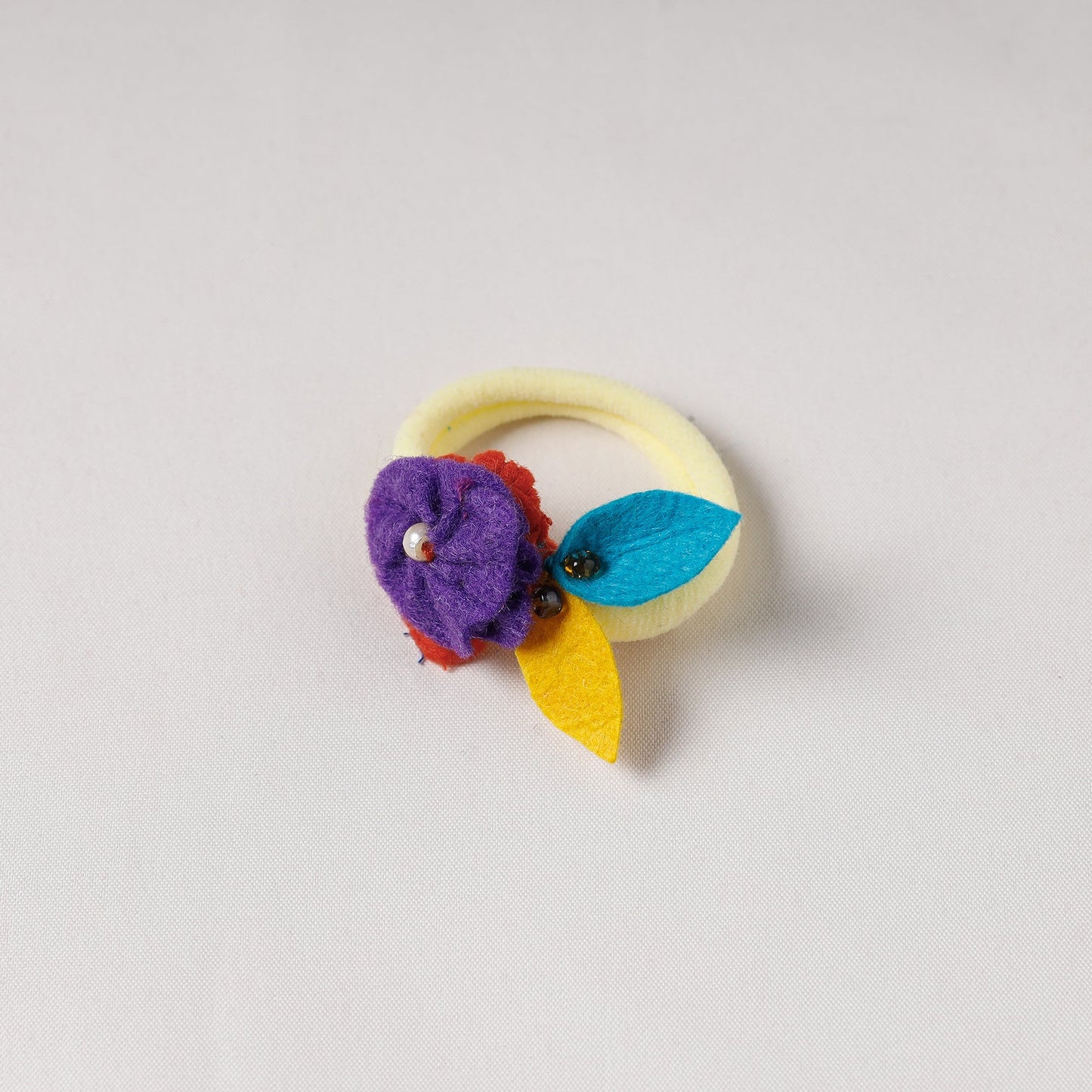 Flower - Handmade Felt & Beadwork Rubber Band