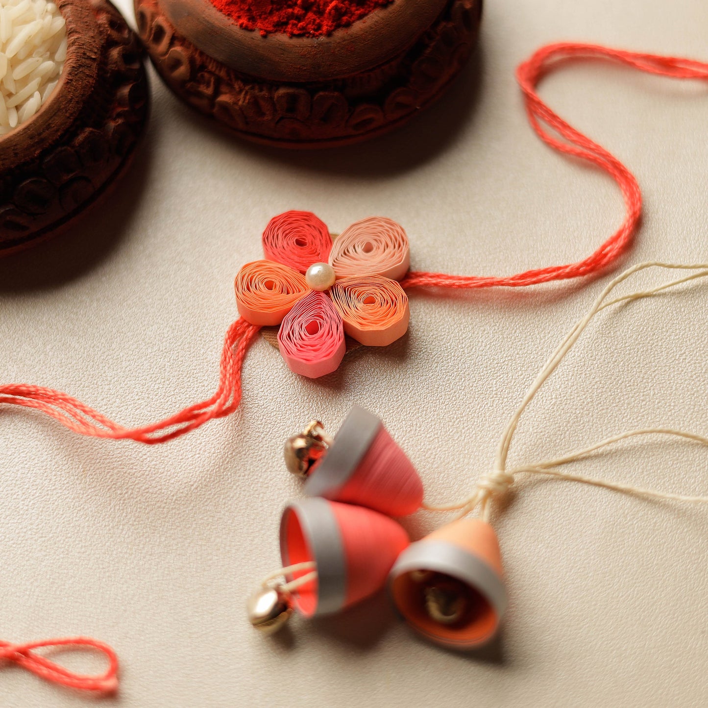 Handmade Paper Quilling Rakhi & Lumba Set 56