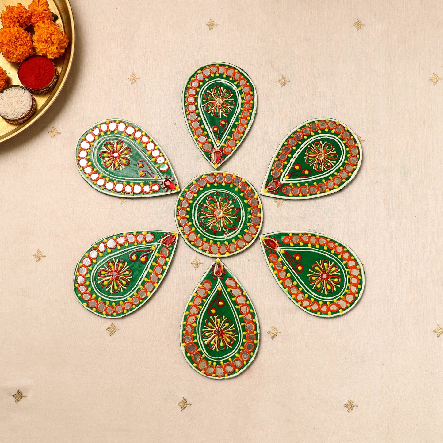 Flower rangoli - hand painted beadwork home decor items 15