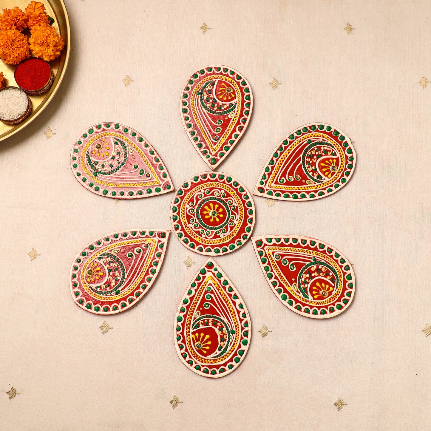 Flower Rangoli - Hand Painted Beadwork Home Decor Items