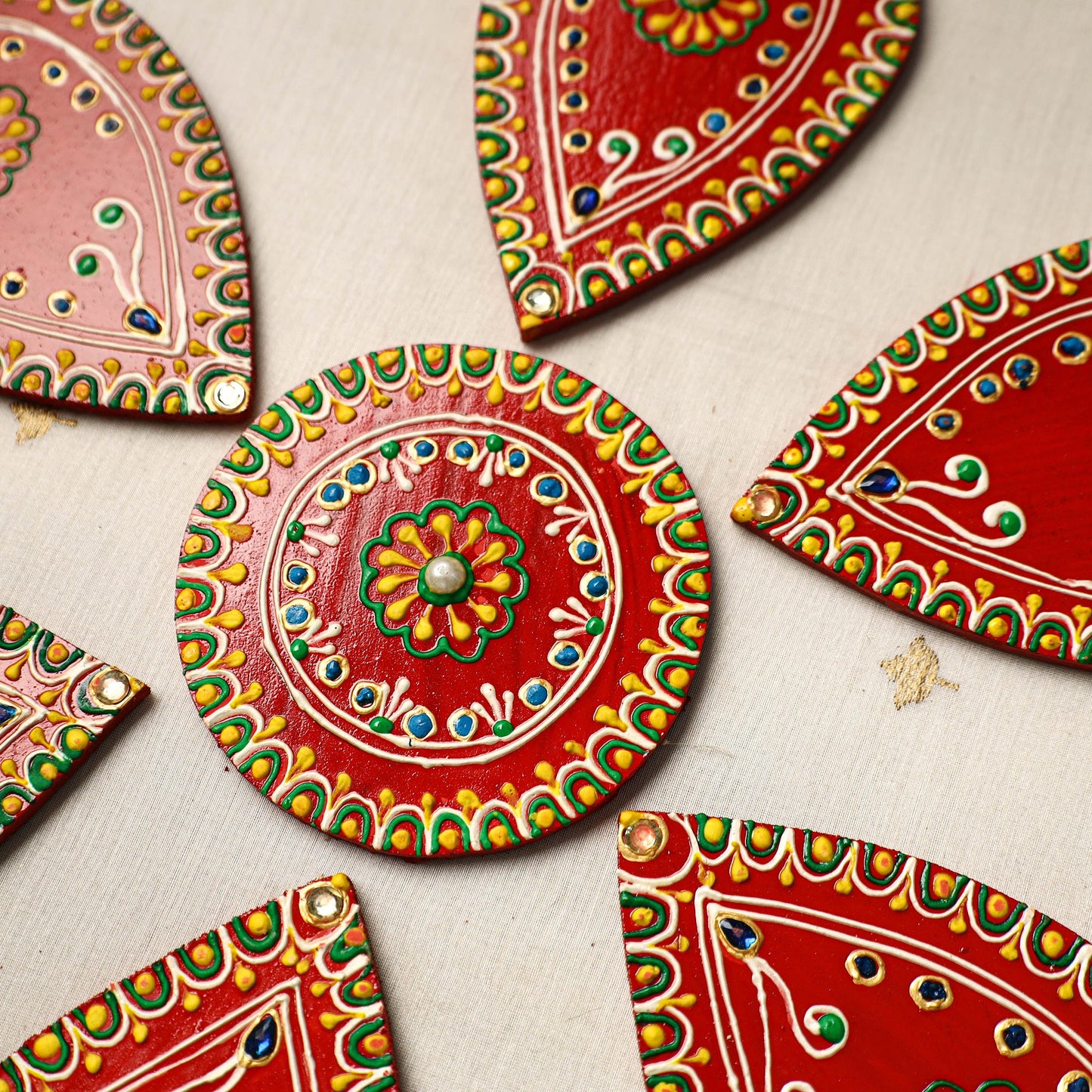 Flower - traditional hand painted beadwork decor rangoli 02