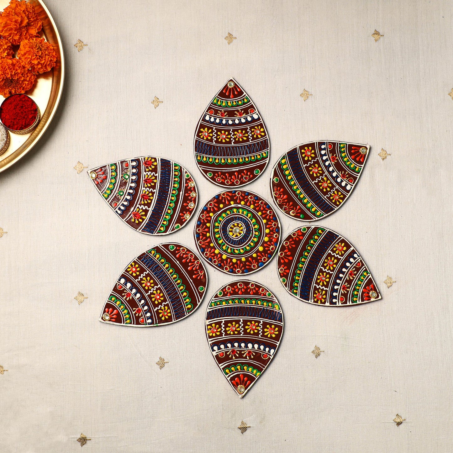 Flower - traditional hand painted beadwork decor rangoli 04