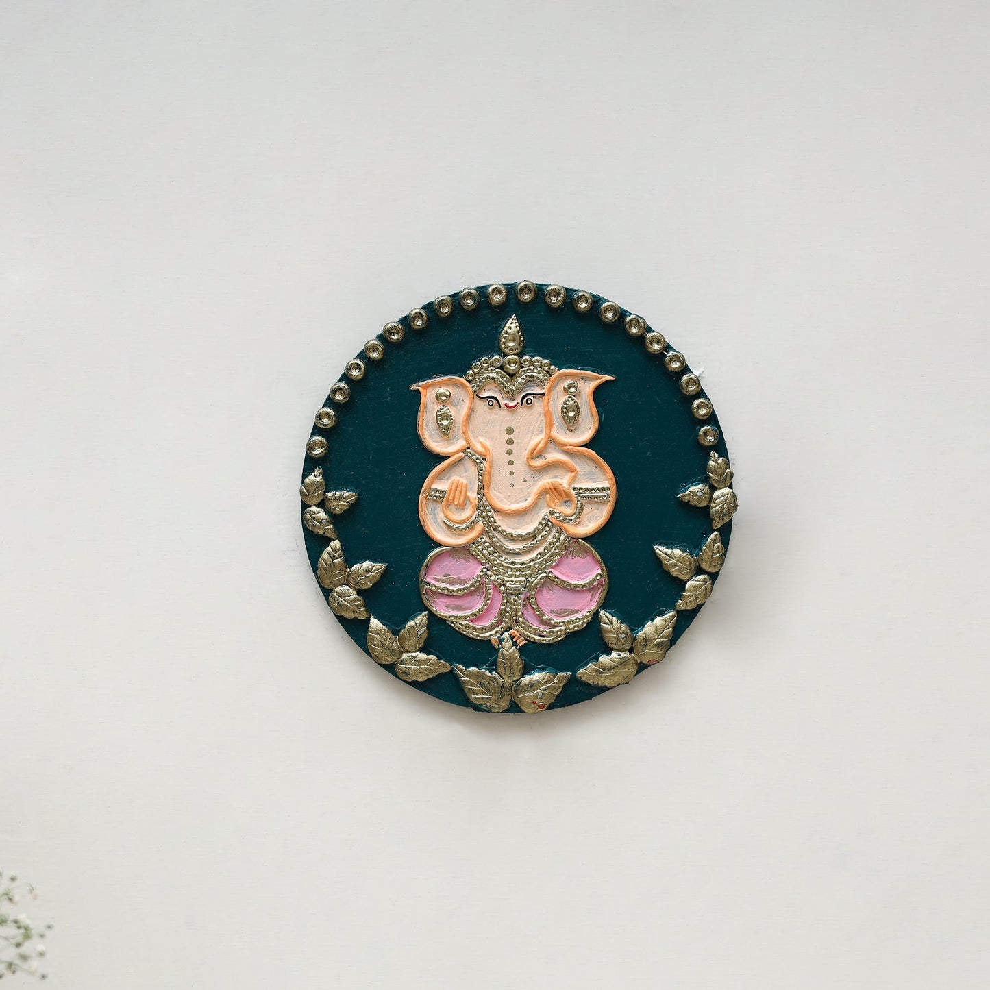 Ganesha - handpainted clay art wall frame 03 - handcrafted