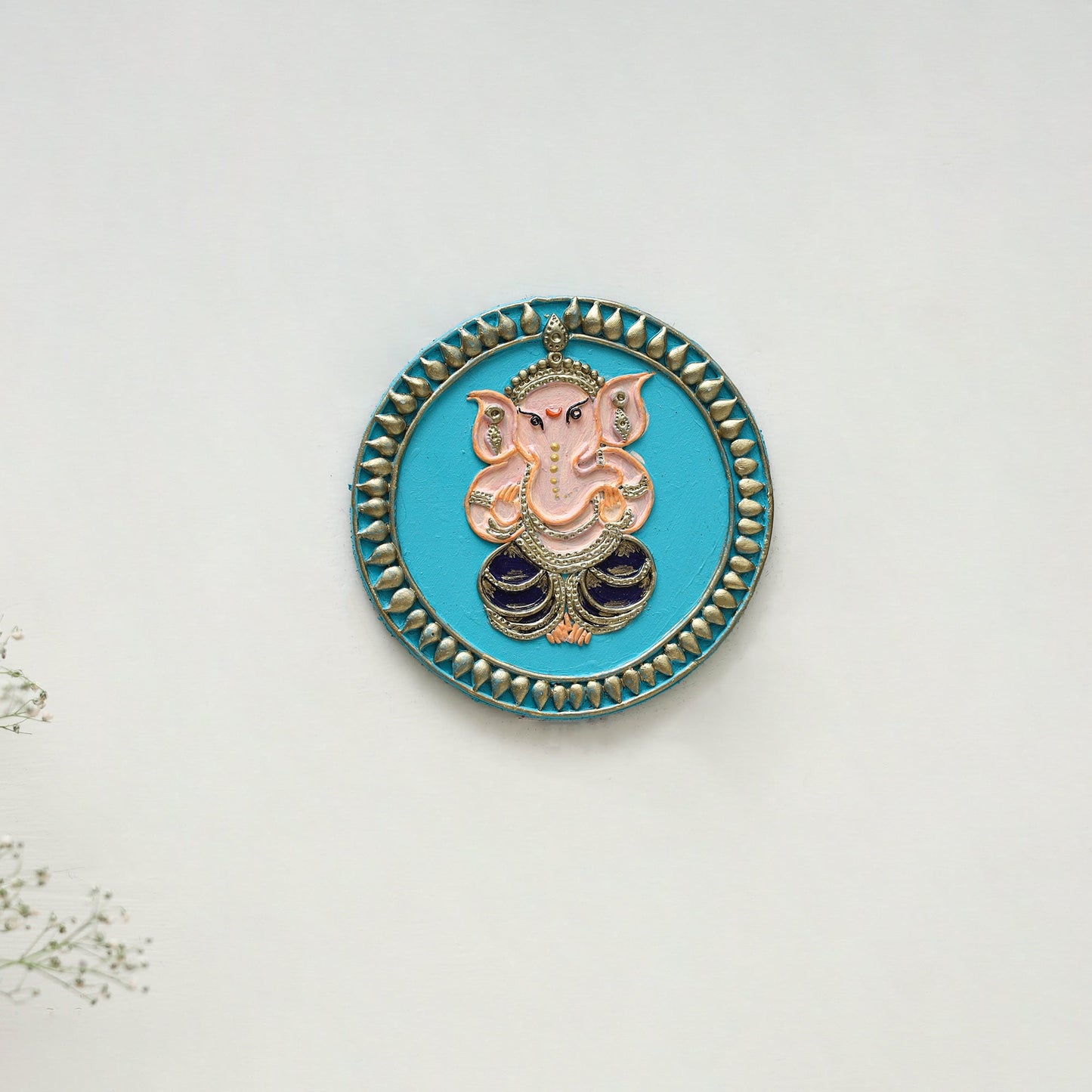 Ganesha - handpainted clay art wall frame 16 - handcrafted