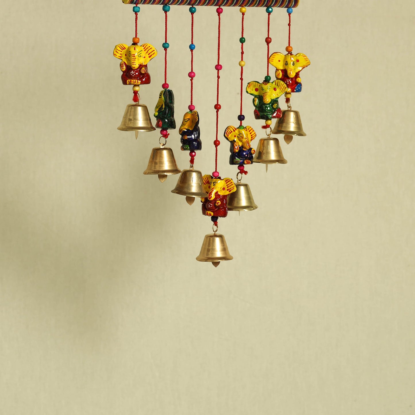 Ganesha - Handpainted Wooden Decorative Bell Hanging 21
