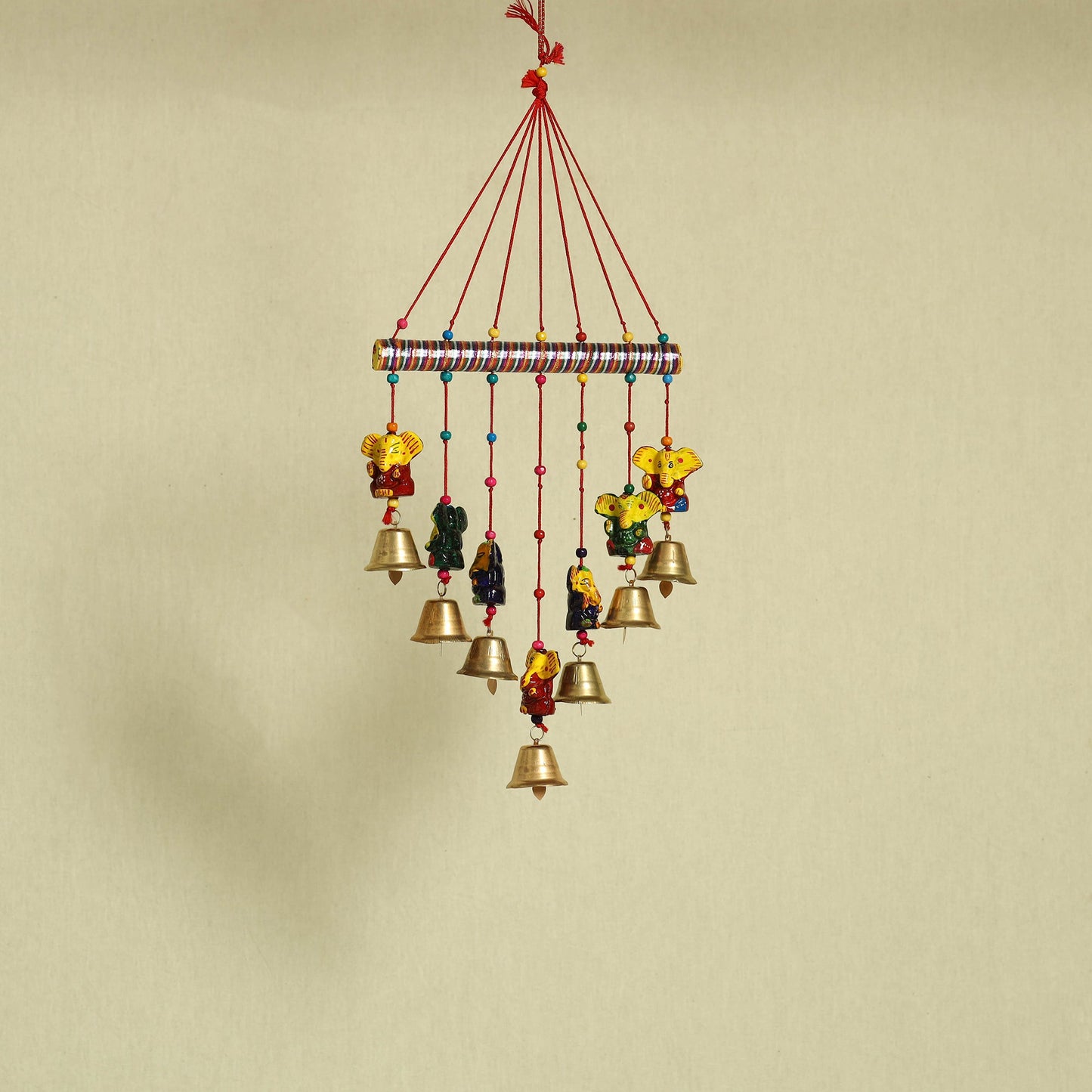 Ganesha - Handpainted Wooden Decorative Bell Hanging 21