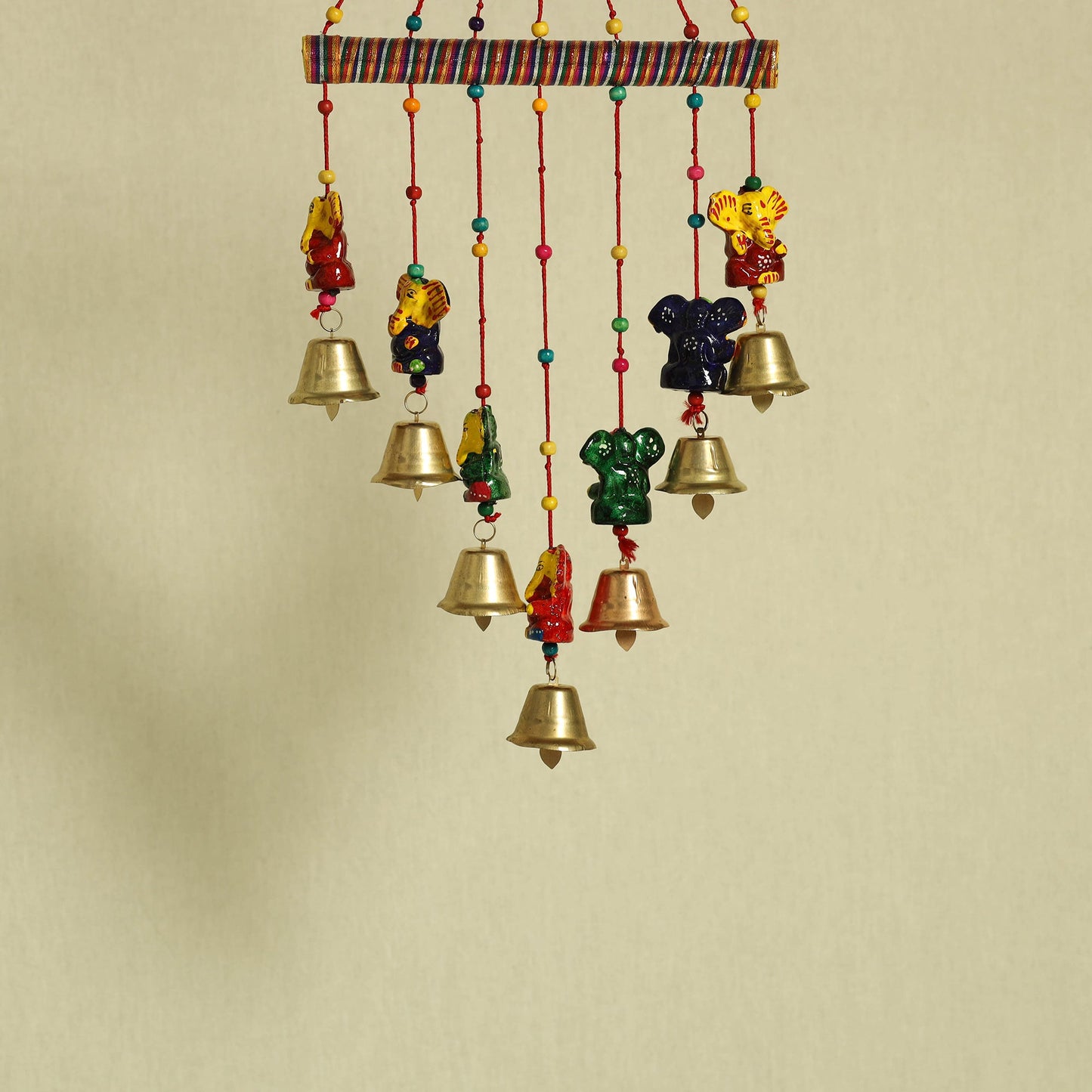 Ganesha - Handpainted Wooden Decorative Bell Hanging 21