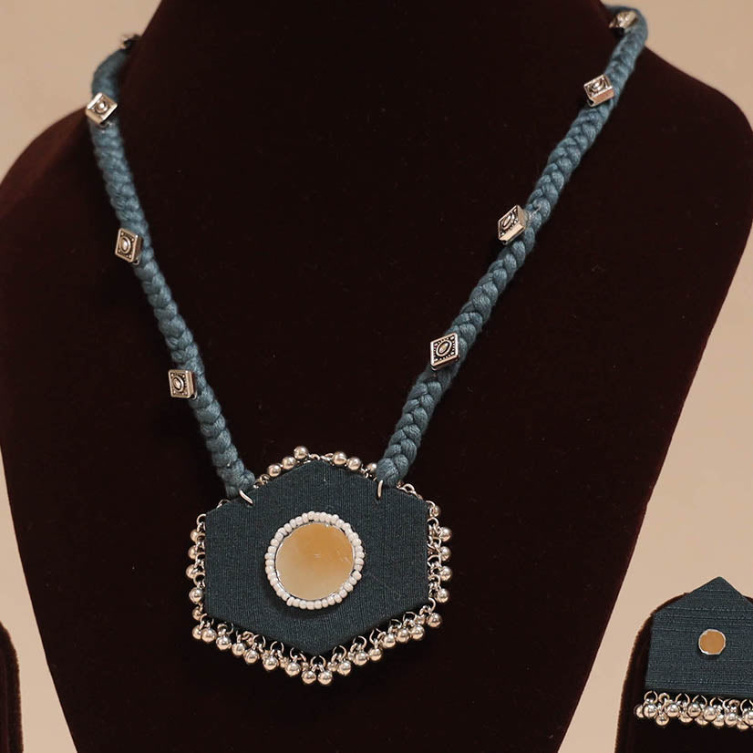Ghungroo mirror work fabart necklace set 03 - handcrafted