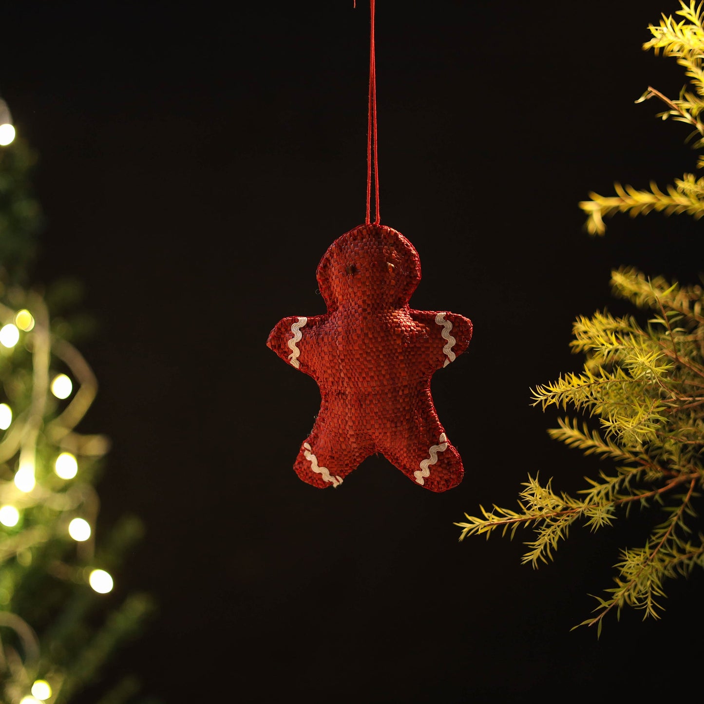 Gingerbread Man - Handcrafted Raffia Christmas Ornament