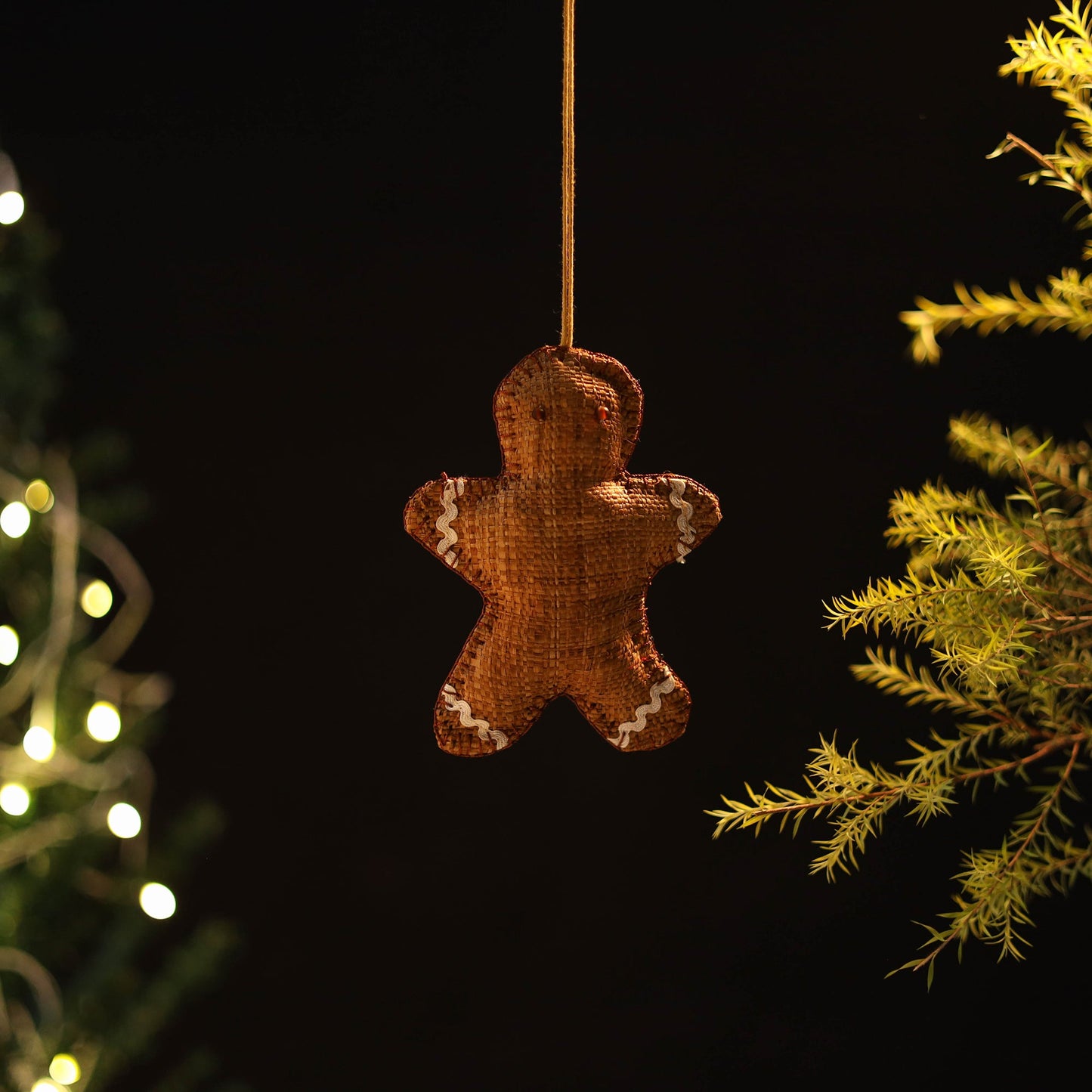 Gingerbread Man - Handcrafted Raffia Christmas Ornament