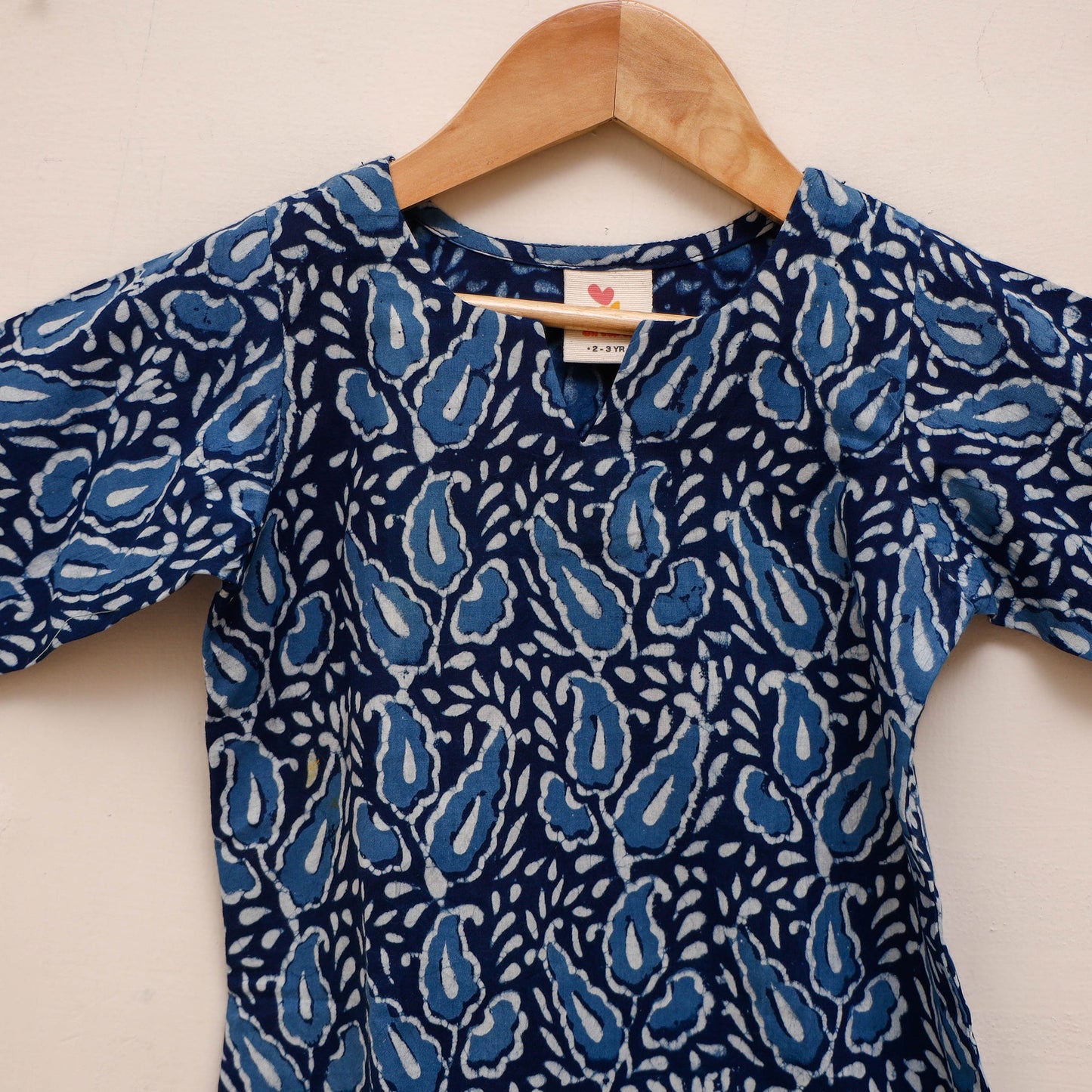 Girls indigo bagru pure cotton kurta set (2-6 years) 18