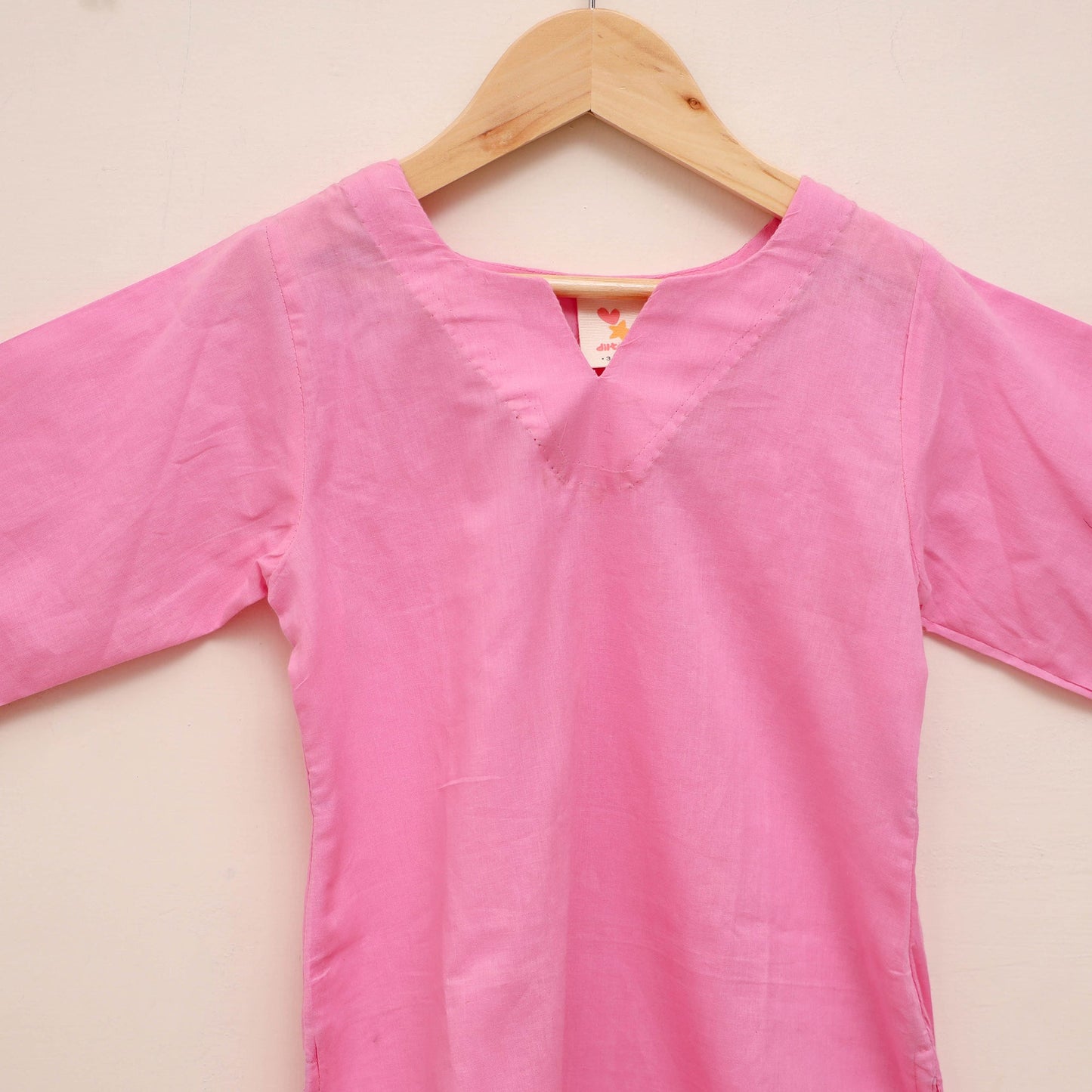 Girls plain cotton kurta set (2-4 years) 20 - handcrafted