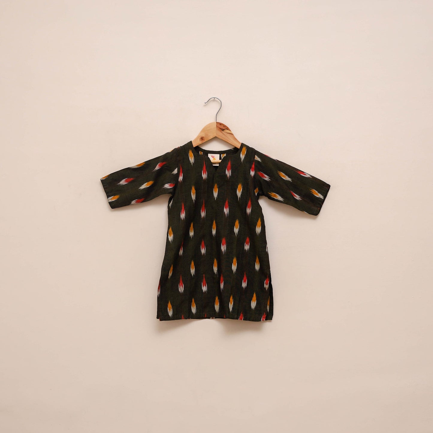 Girls pochampally ikat pure cotton kurta set (2-6 years) 03