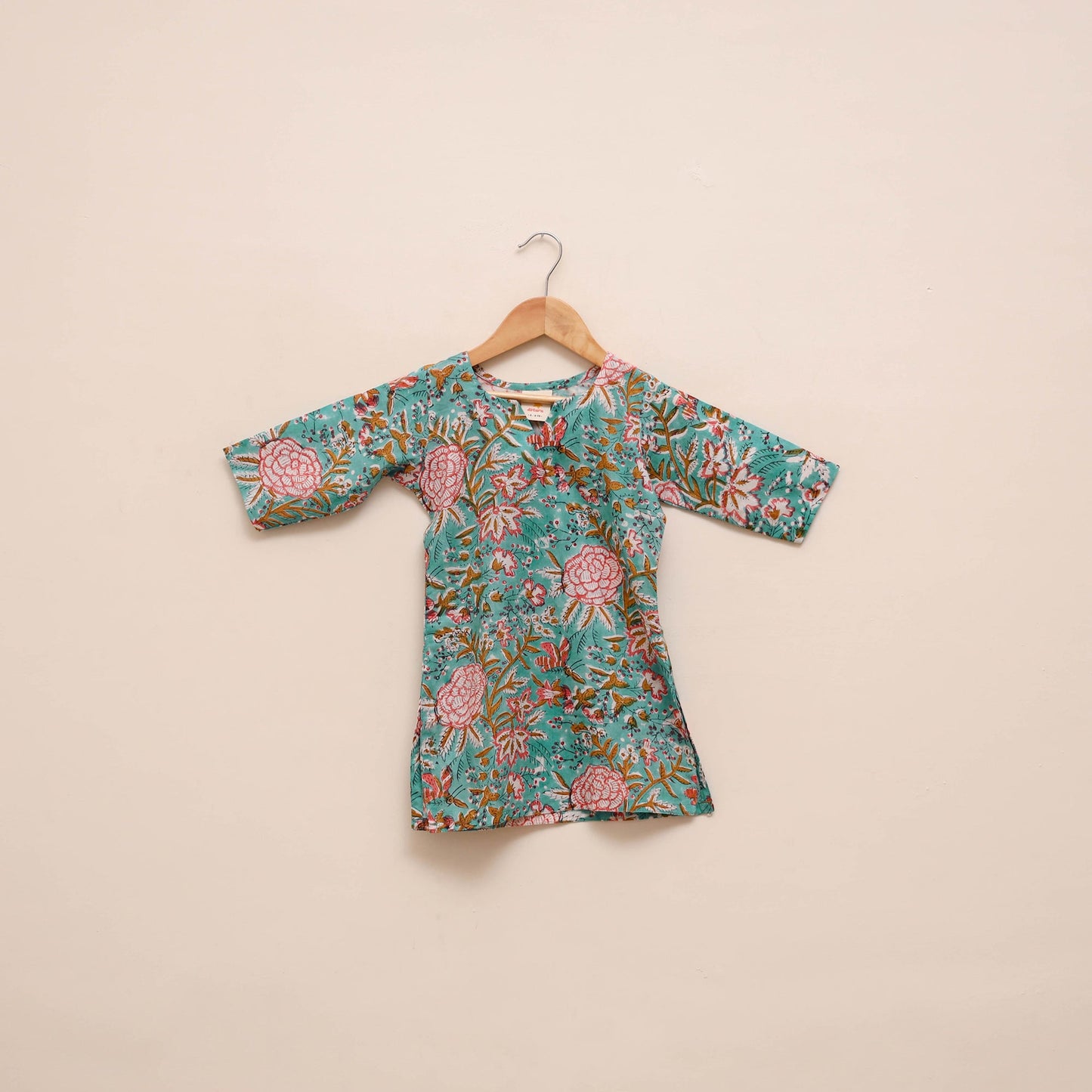 Girls sanganeri pure cotton kurta set (2-4 years) 08