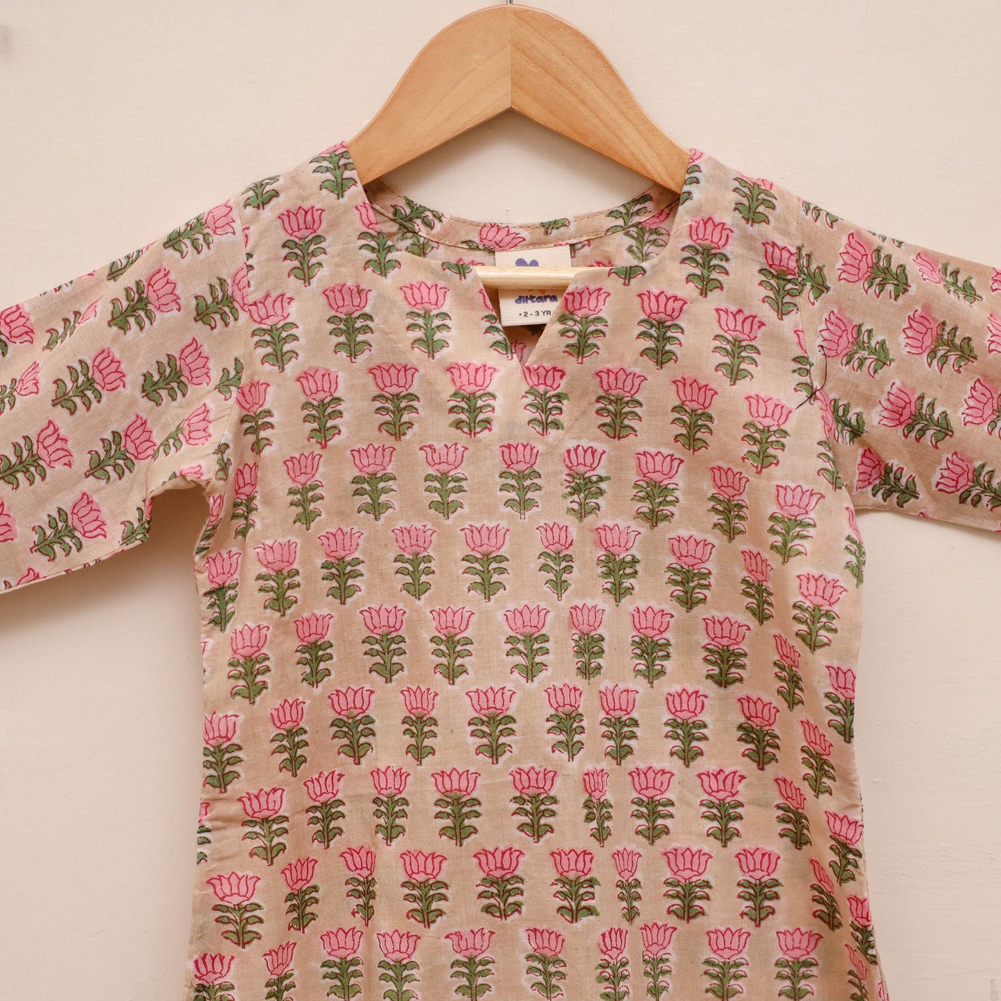 Girls sanganeri pure cotton kurta set (2-6 years) 07