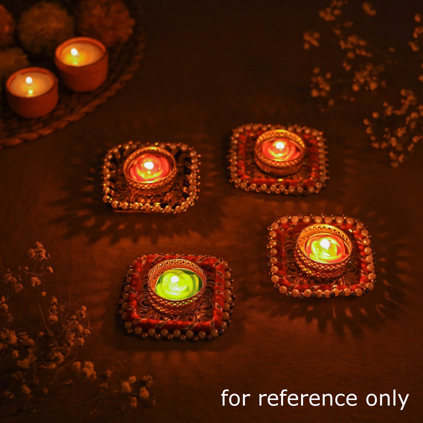 Gota & bead work tealight candle holder (set of 4) 16