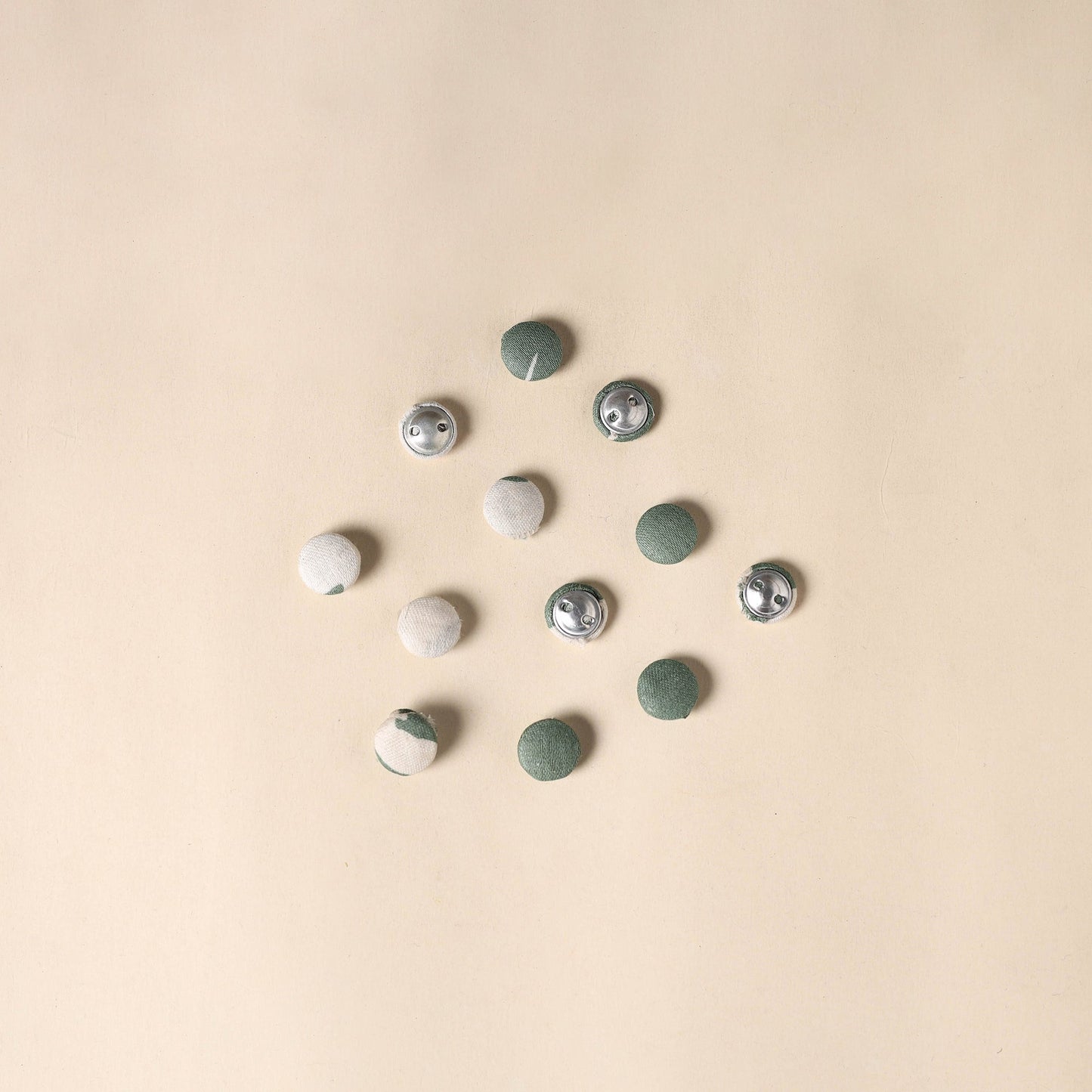 Green Handmade Fabric Button Set Small at iTokri