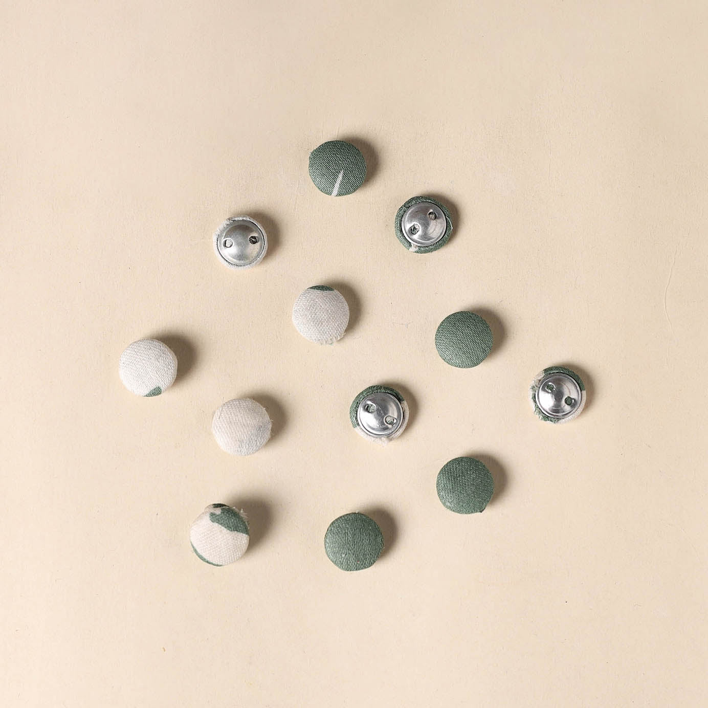 Green Handmade Fabric Button Set Small at iTokri