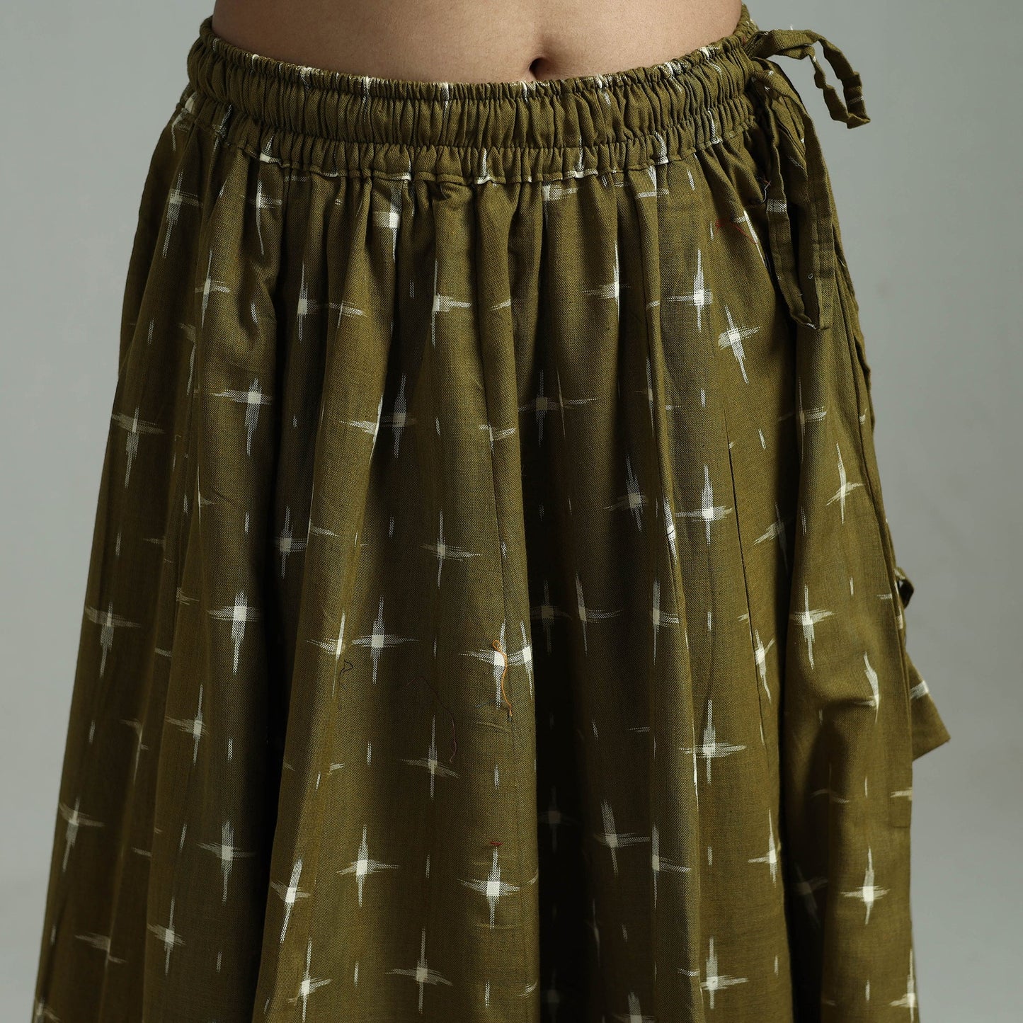 Green - 24 kali patchwork cotton pochampally ikat skirt 33