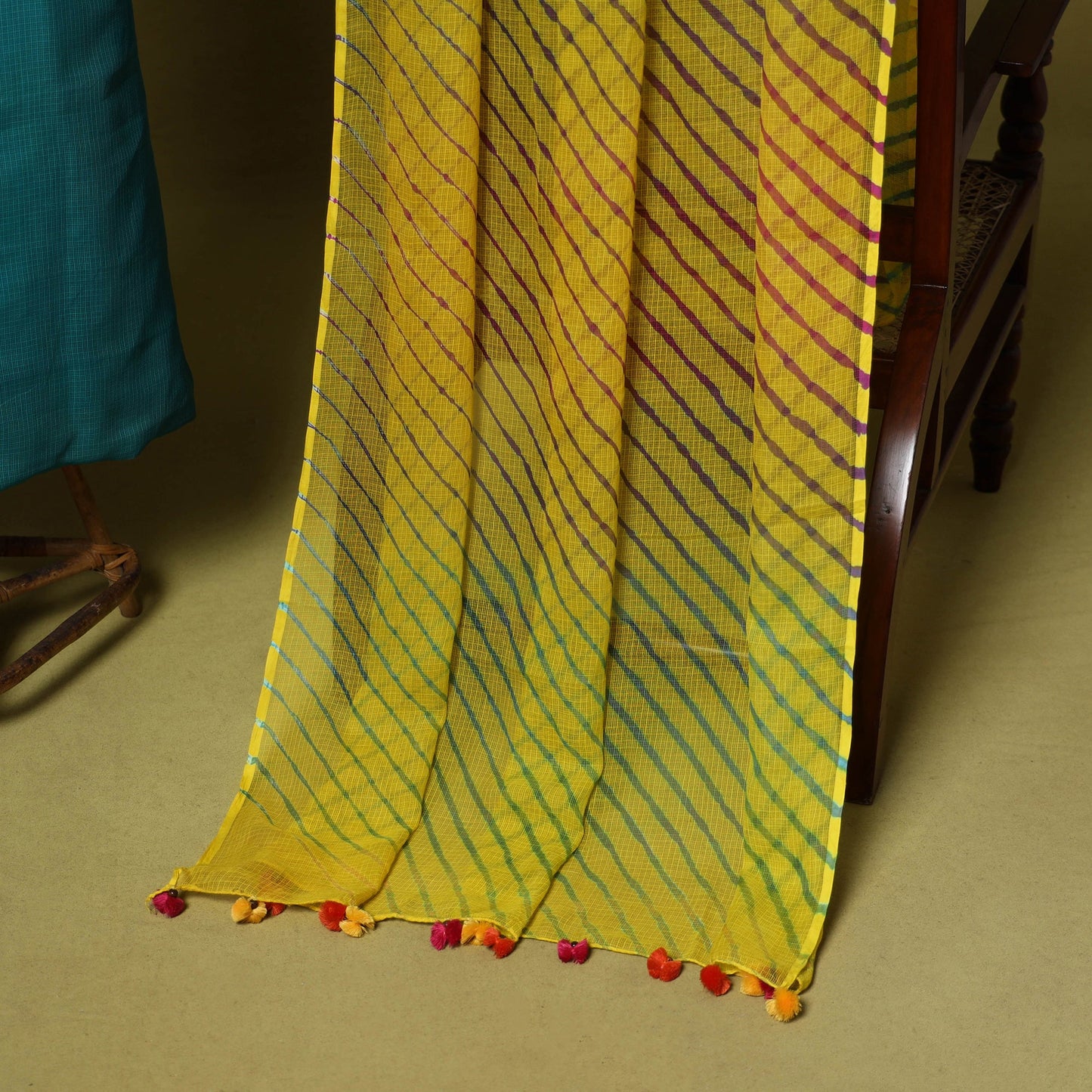 Green - 2pc cotton unstitched hand embroidery kota doria