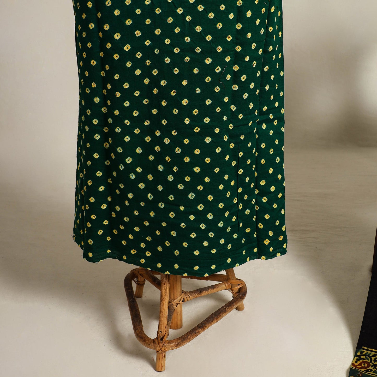 Green 2pc Tie-Dye Cotton Bandhani Kurta with Ajrakh Dupatta