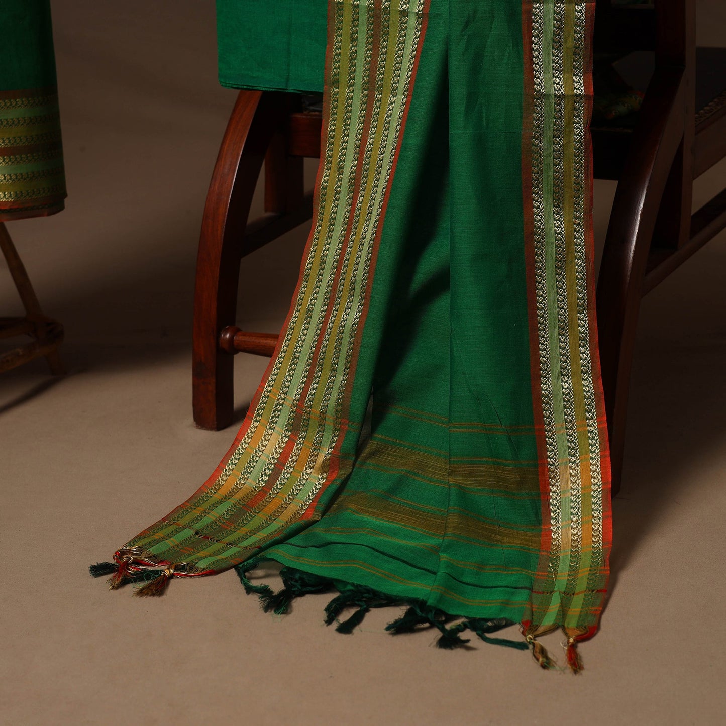 Green - 3pc cotton unstitched dharwad dress material 12