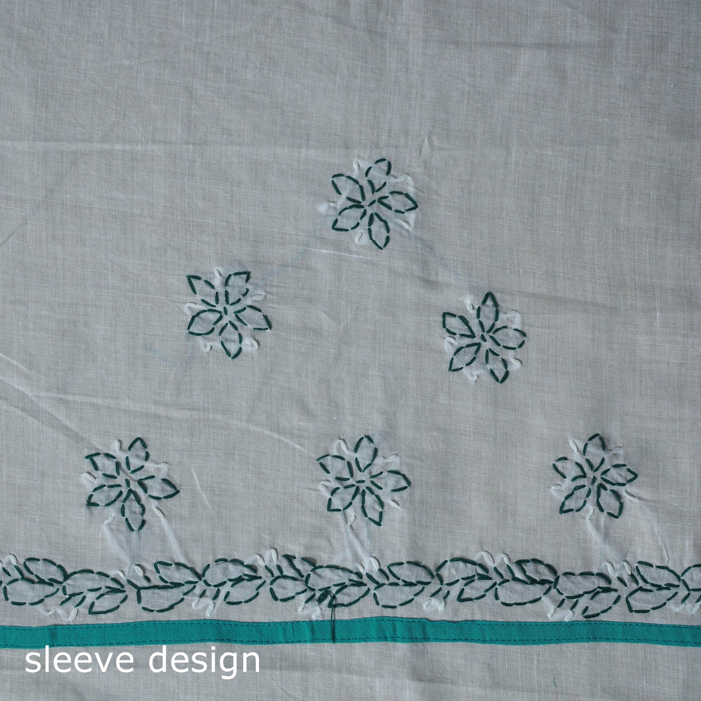 Green - 3pc hand embroidery cotton lucknow chikankari dress