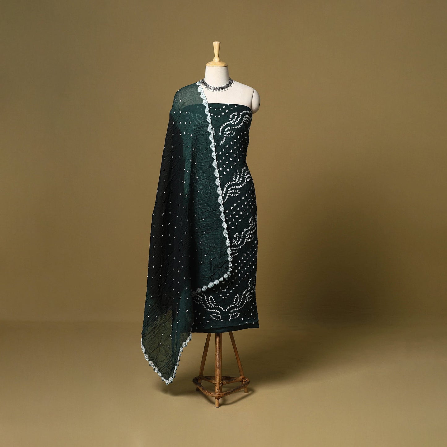 3pc kutch tie-dye satin cotton unstitched bandhani dress