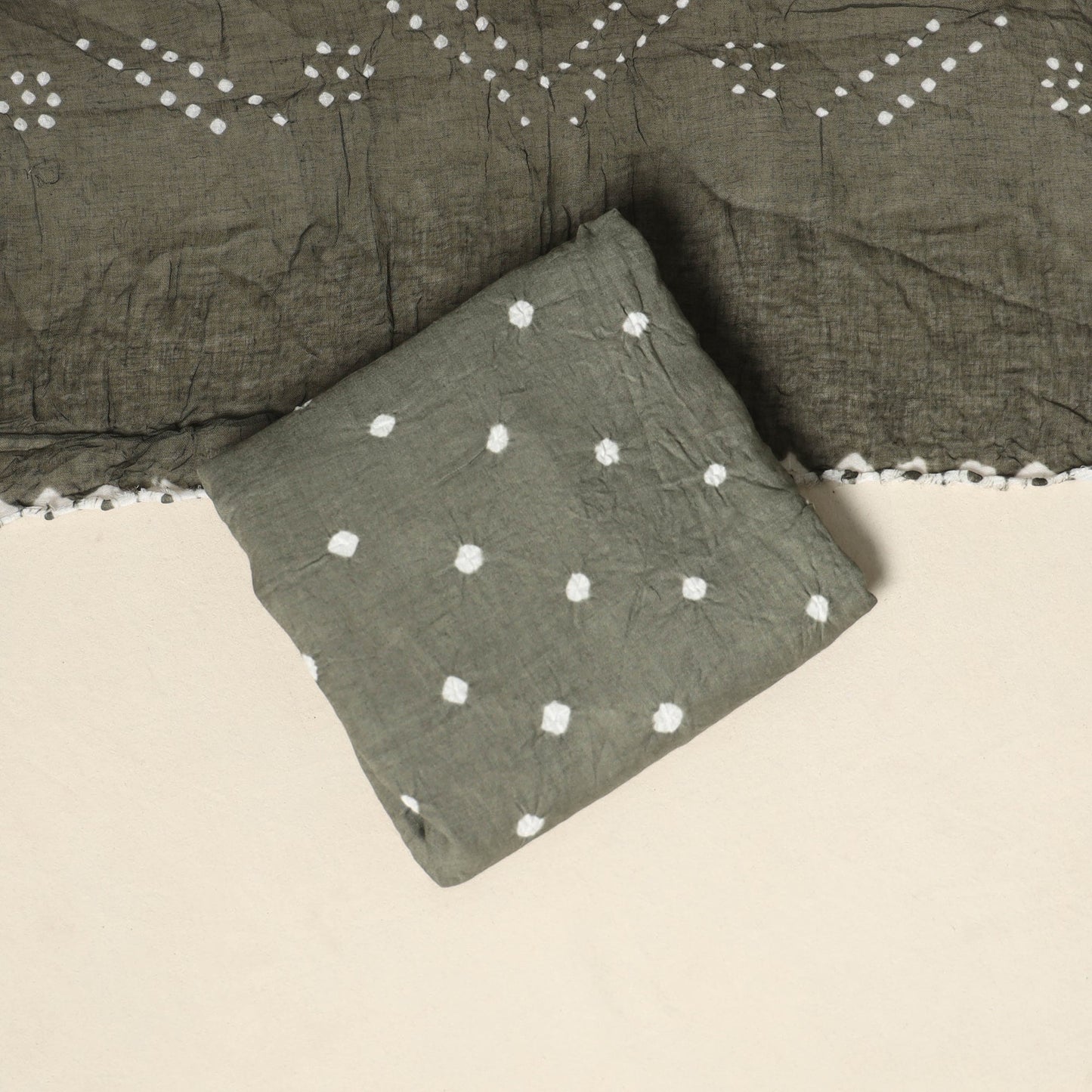 Green - 3pc kutch tie-dye satin cotton unstitched bandhani