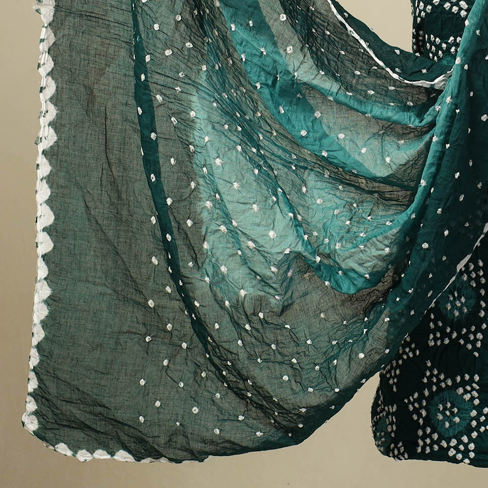 Buy 3pc Tie & Dye Satin Cotton Bandhani Dress Material