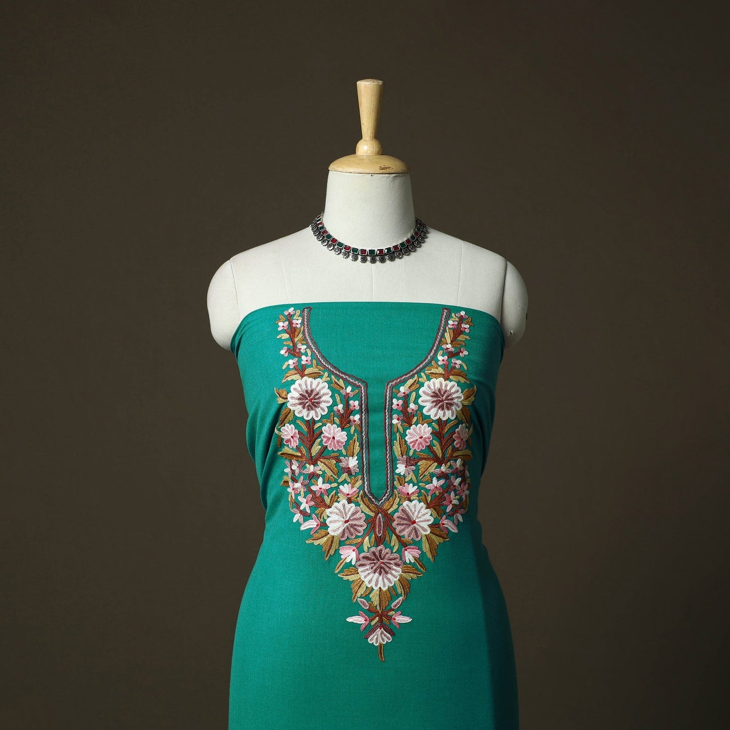 Aari hand embroidery cotton 2pc unstitched dress material