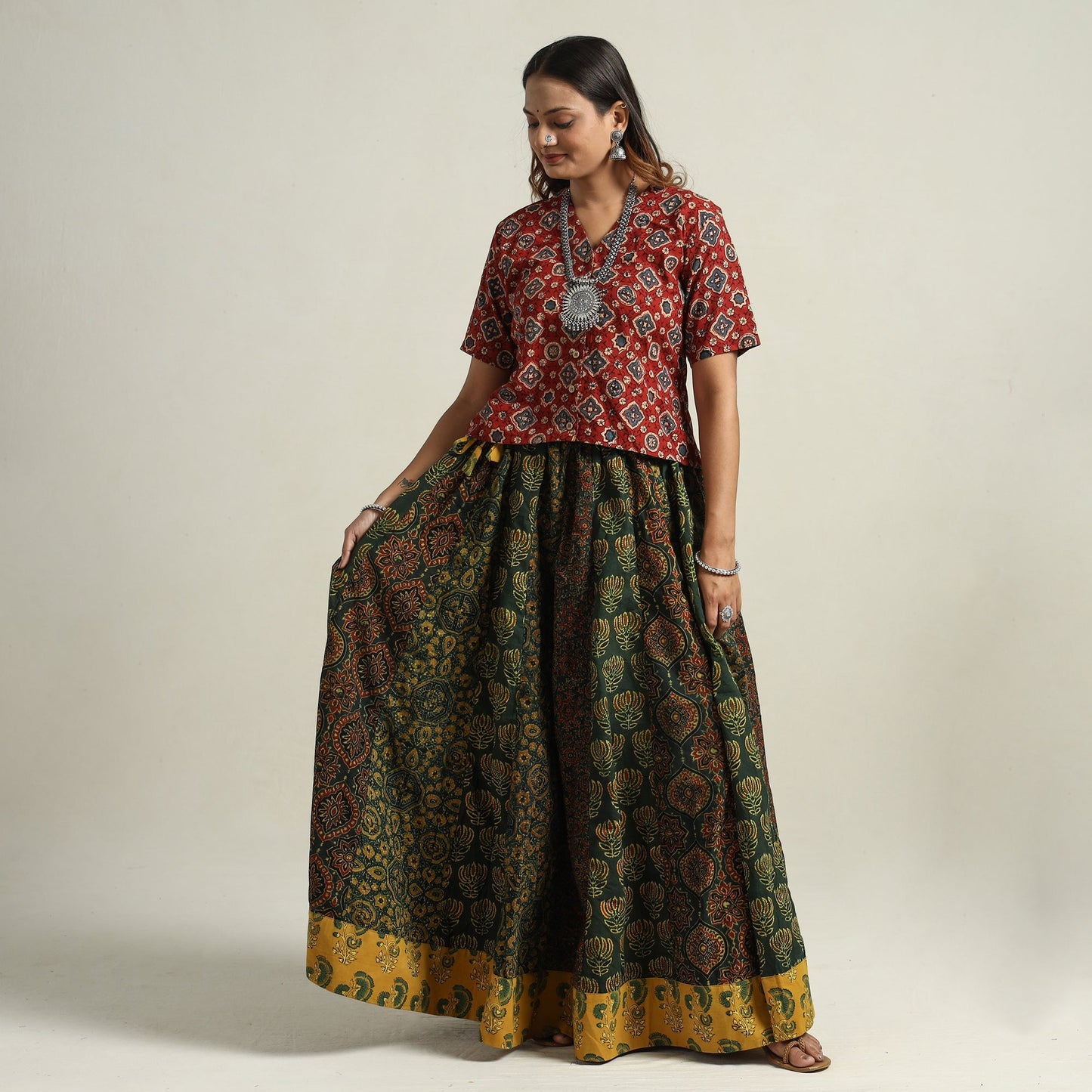 Ajrakh Patchwork Skirt