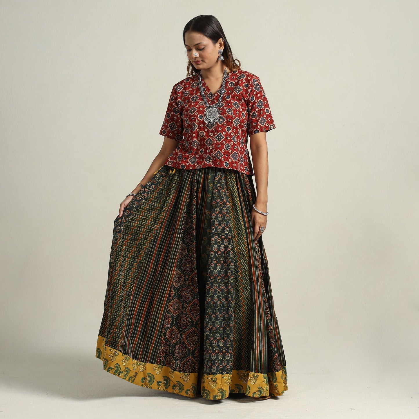 Ajrakh Patchwork Skirt