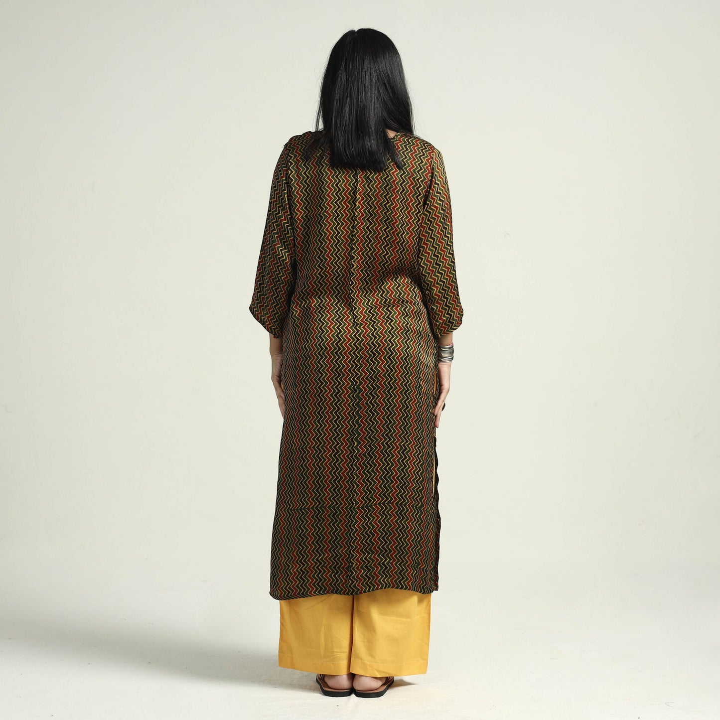 Ajrakh Block Printed Modal Silk Kurta with Palazzo Set