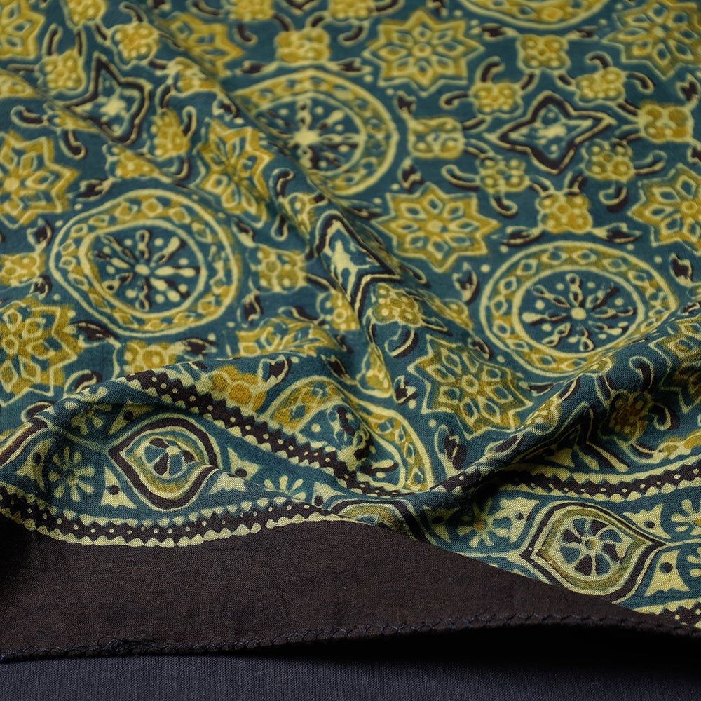 Green Ajrakh Block Printing Cotton Scarf from Kutch