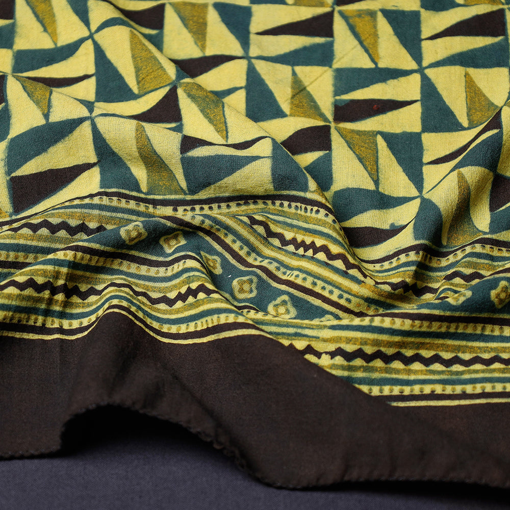 Green Ajrakh Block Printing Cotton Scarf from Kutch
