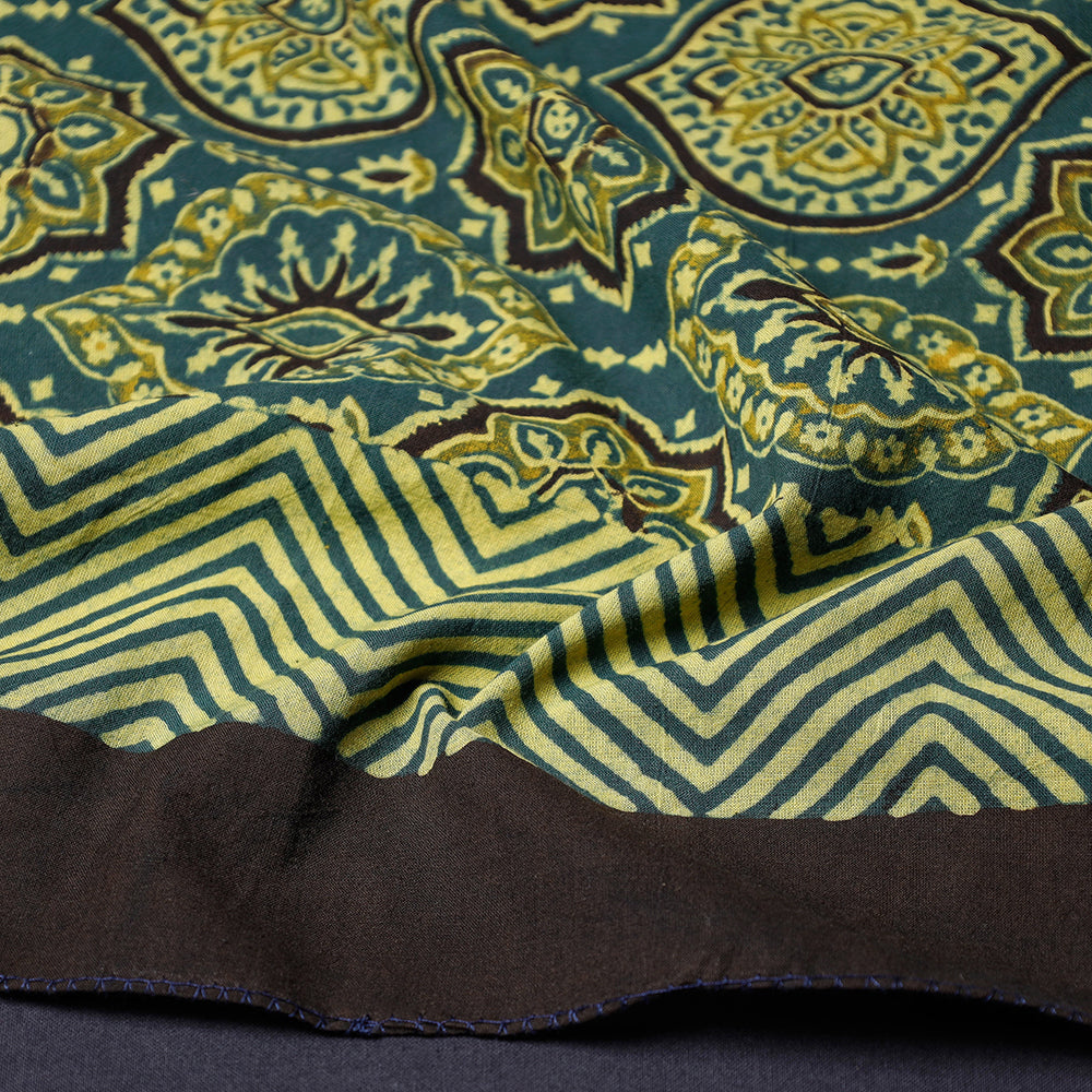 Green Ajrakh Block Printing Cotton Scarf from Kutch