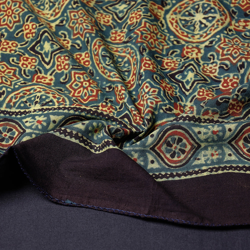 Green Ajrakh Block Printing Cotton Scarf from Kutch