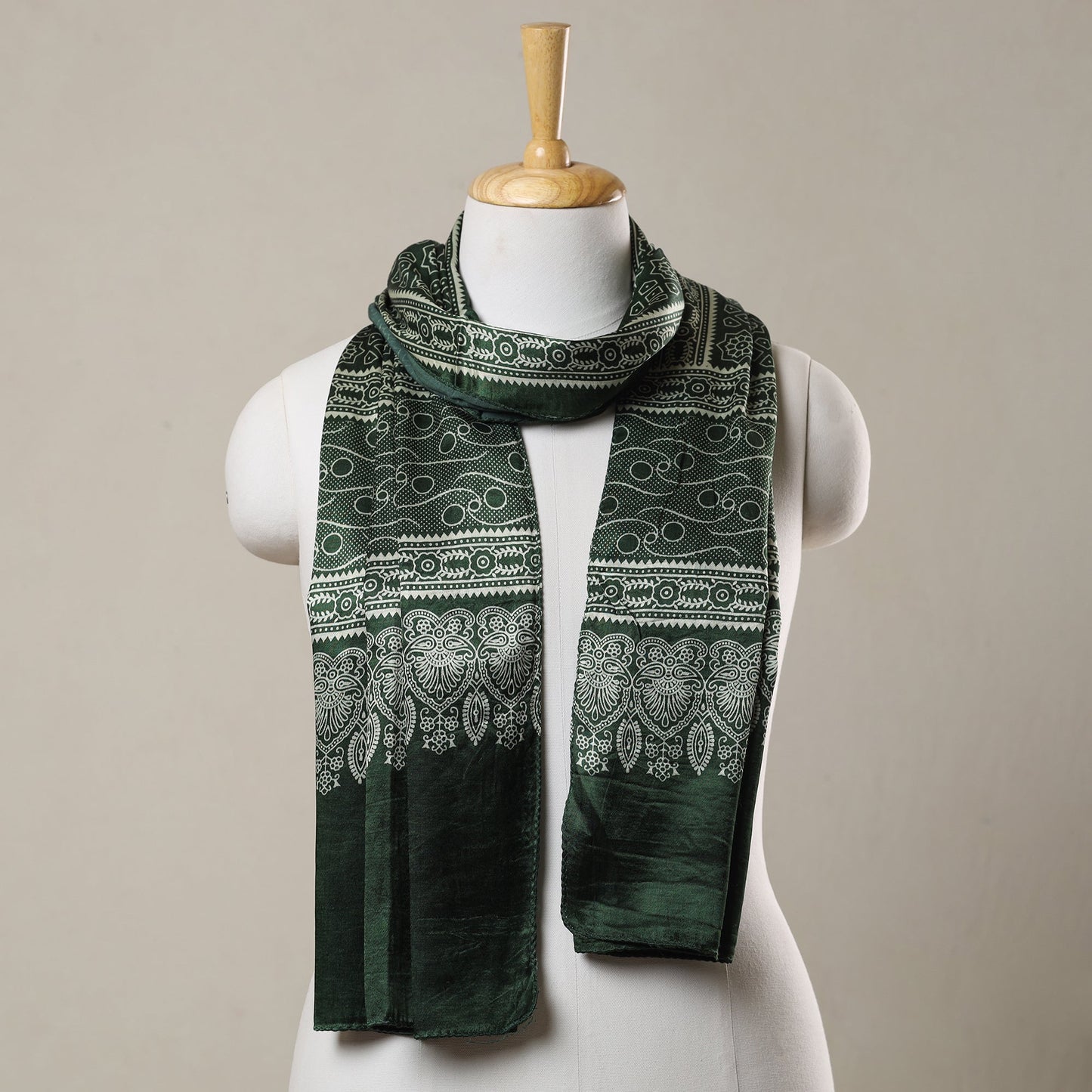 Ajrakh Printed Mashru Silk Stole 28