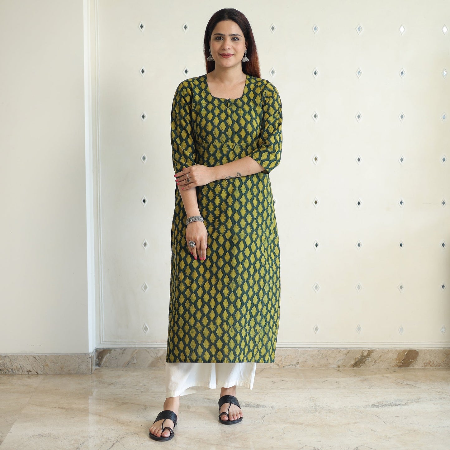 Akola Block Printed Cotton Long Kurta