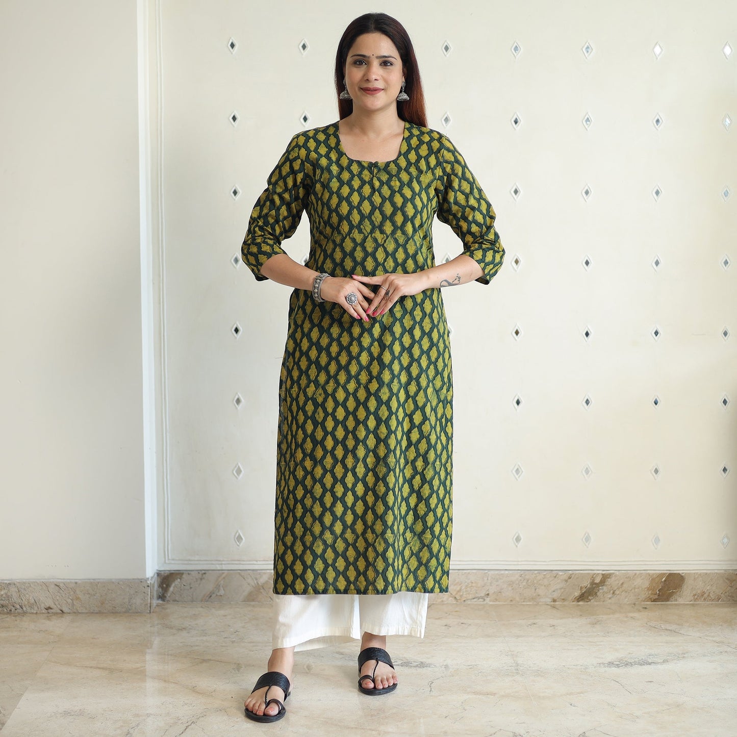 Akola Block Printed Cotton Long Kurta