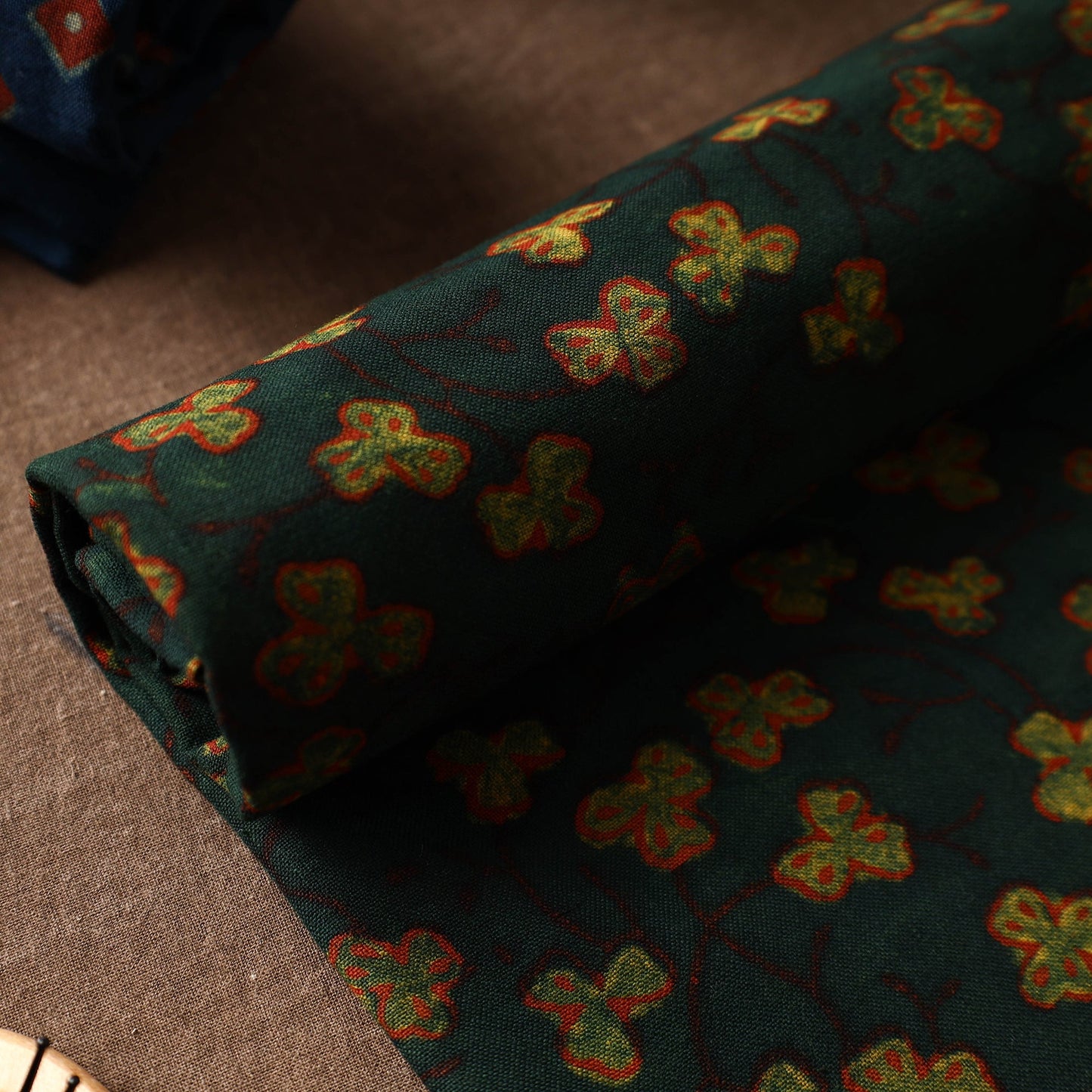 Green Akola Block Printed Pure Handloom Cotton Towel