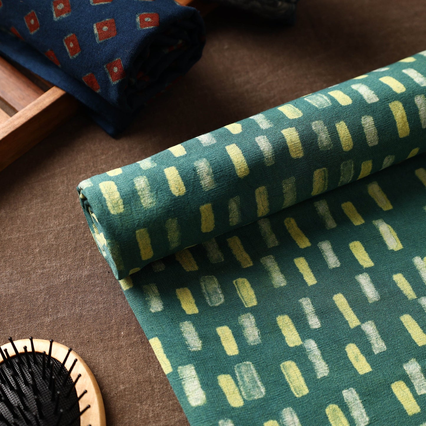 Green Akola Block Printed Pure Handloom Cotton Towel
