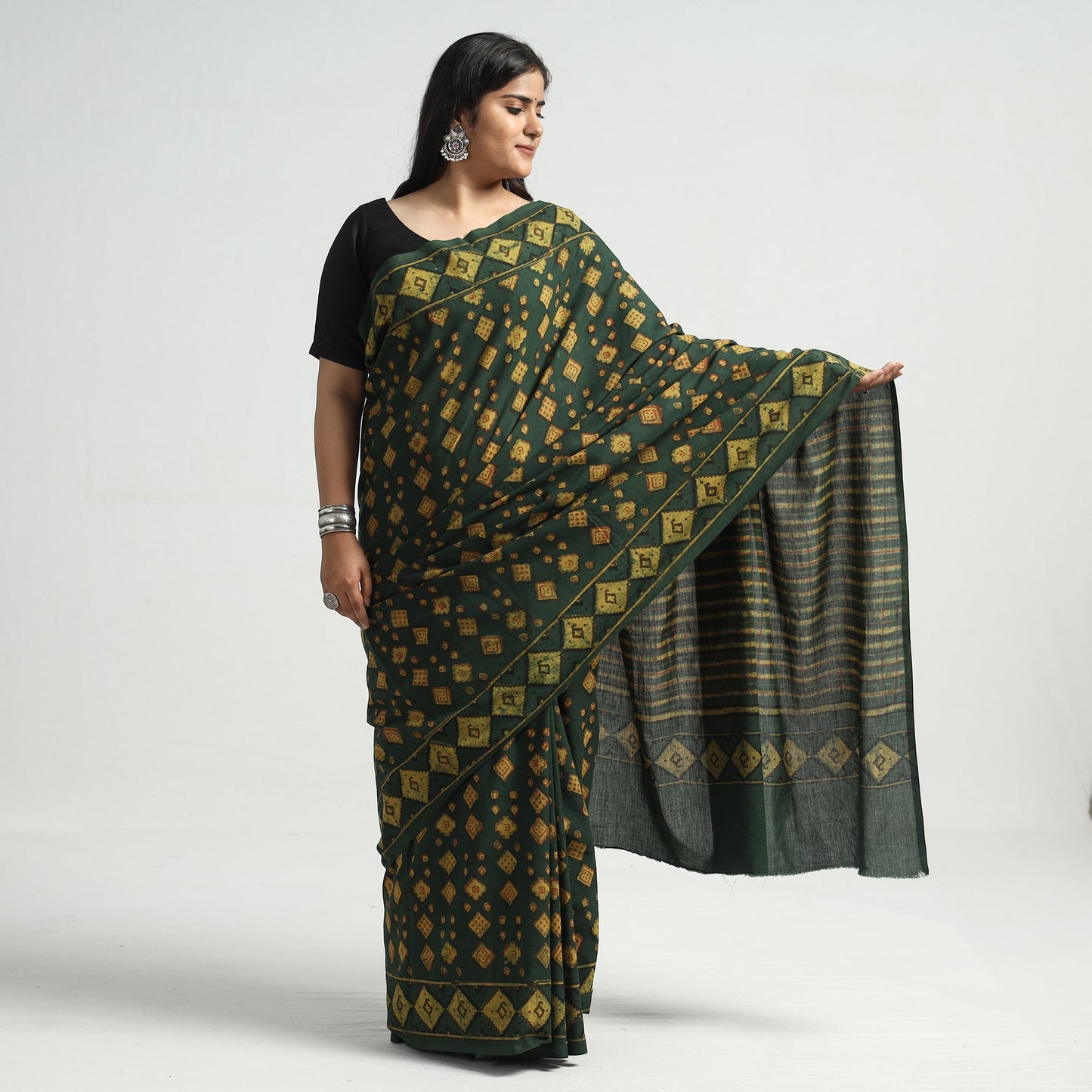 block printed saree