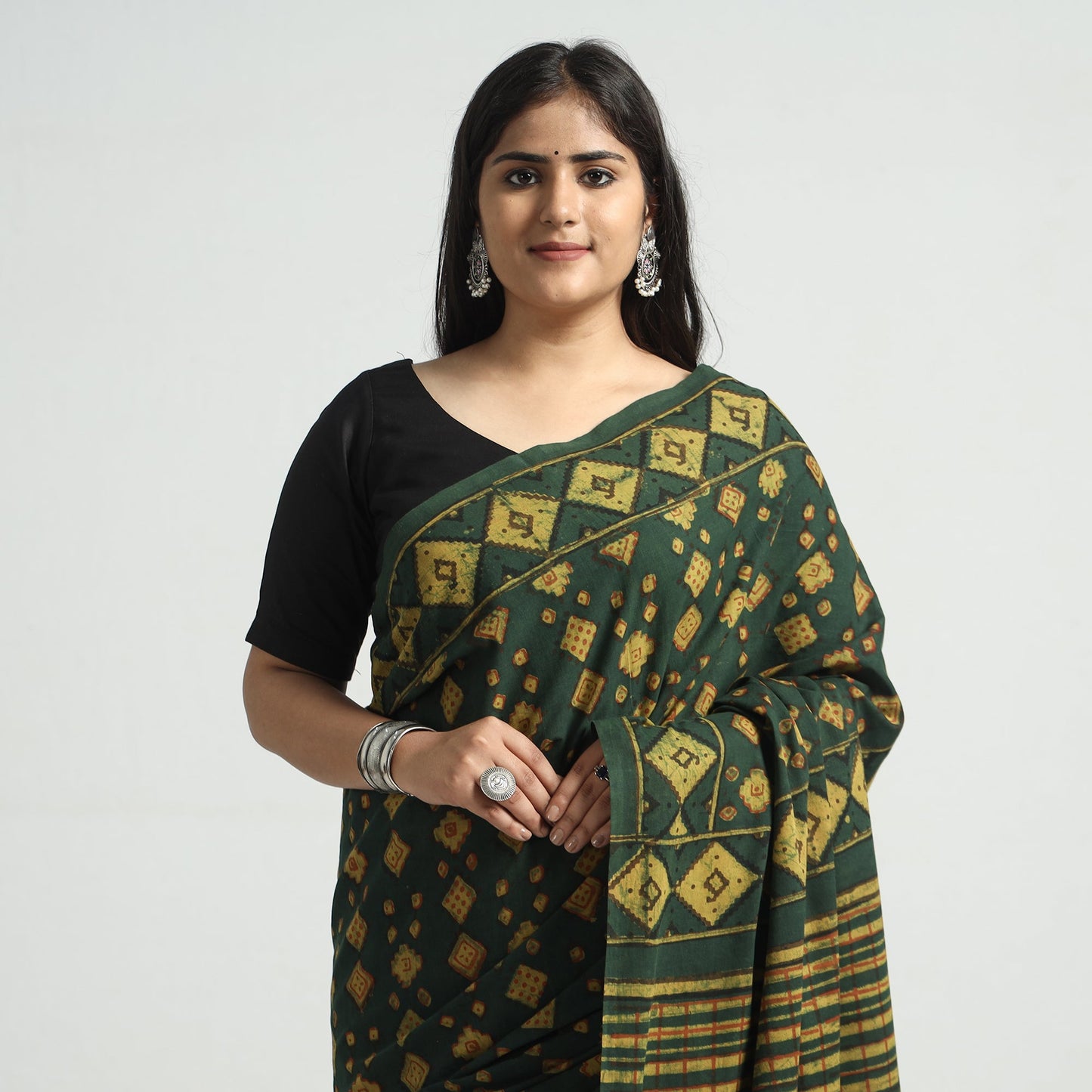 block printed saree