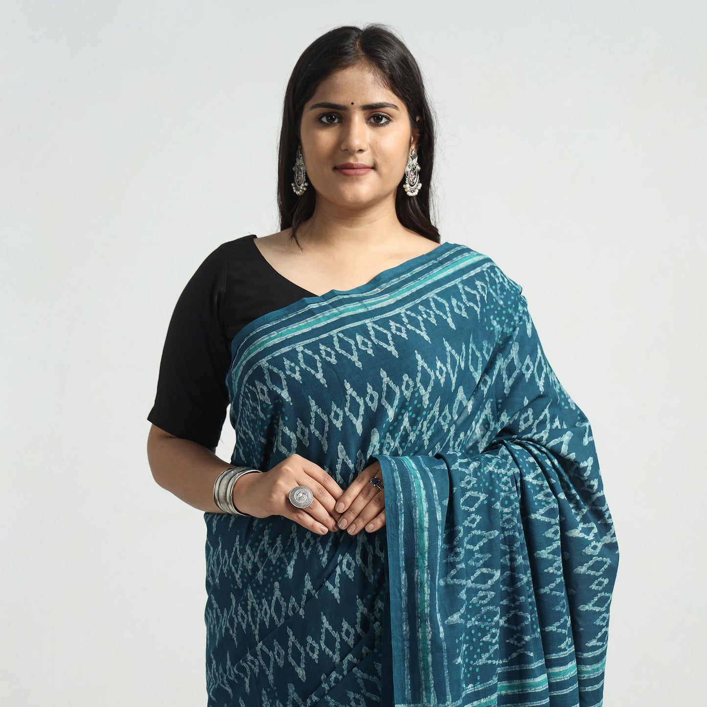 block printed saree